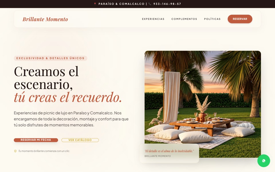 Captura del sitio web de Brillante Momento