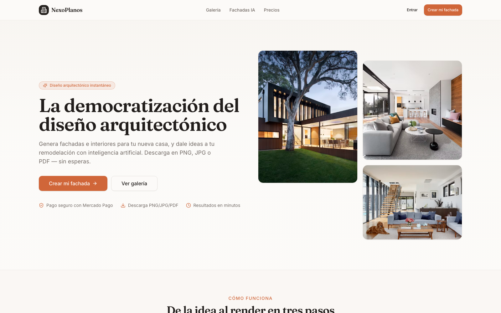NexoPlanos — SaaS de Nexo Local que genera fachadas de casas con inteligencia artificial