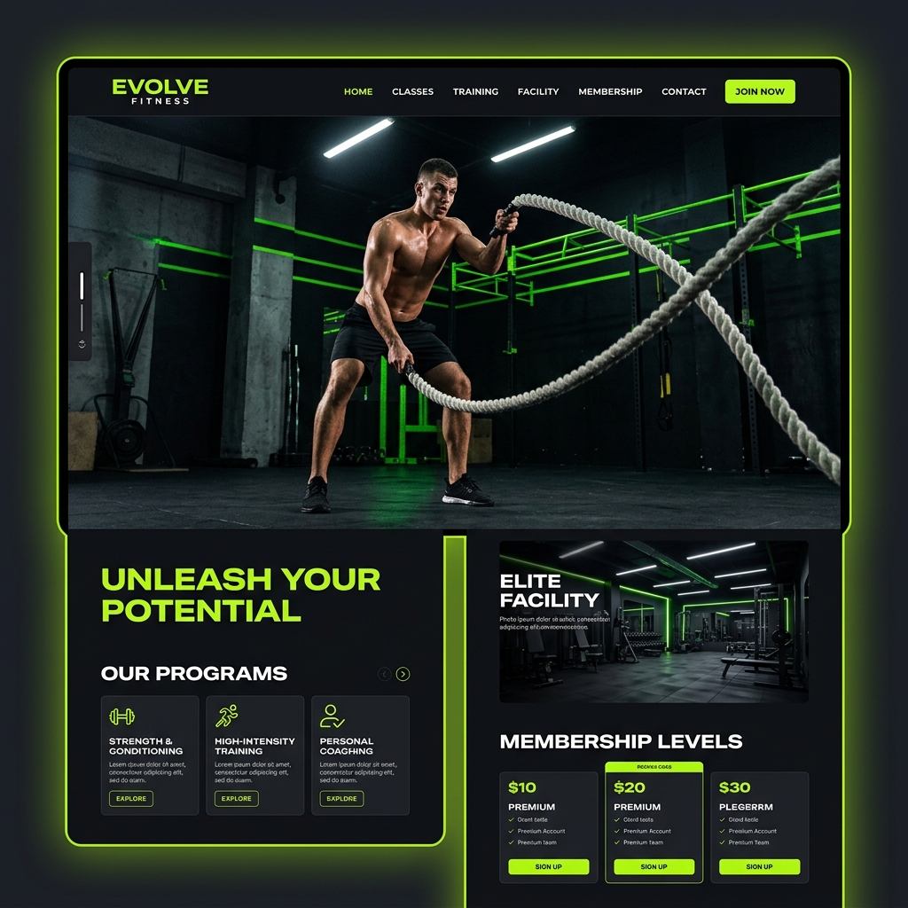 Marca y sitio web Evolve Fitness — branding Nexo Local